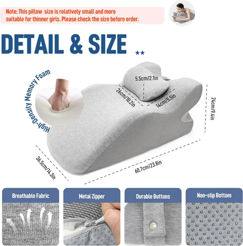 Miniatura 4 de Almohada de lectura de cuña de espuma viscoelástica para cama, almohada ergonómica para adultos con reposacabezas ajustable, almohada de cama