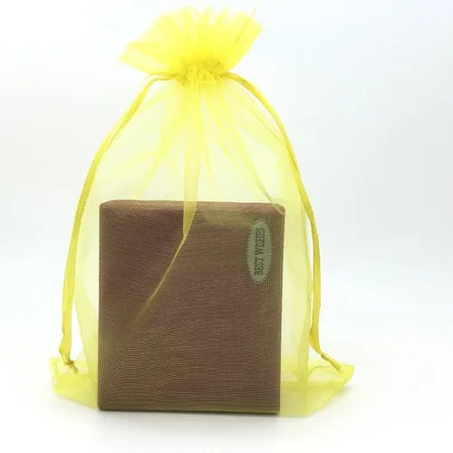 100 unidades Organza Pouch Bag Cordón de ajuste 6 x 9 pulgadas fuerte Candy bolsa de regalo joyas boda Favor de fiesta Amarillo