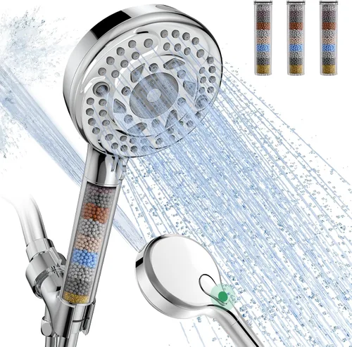Miniatura 11 de SunCleanse Cabezal de ducha filtrado con mango portátil, cabezal de ducha desmontable de 9 configuraciones de rociado con filtros, cabezal de ducha