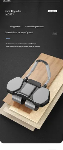 Miniatura 3 de Rodillo Ab de 3 ruedas con mango flexible, equipo de ejercicio básico, negro y gris