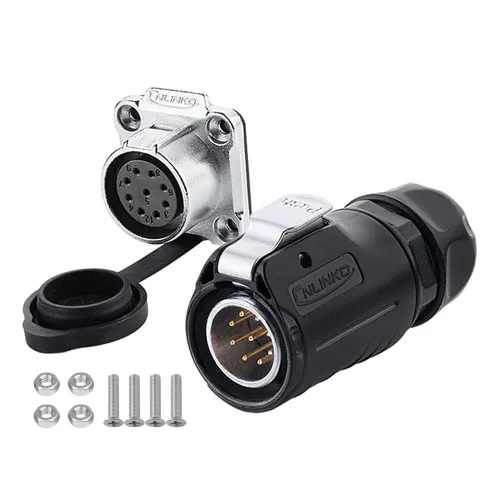 Miniatura 7 de CNLINKO Serie LP20 Conector Impermeable, Conector de Potencia IP68 4 pines 20A 500V M20 Conector LED, Aprobado UL CE Rohs (4 pines)