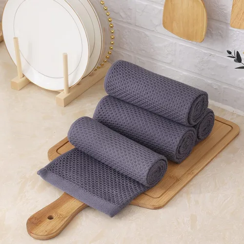 Miniatura 5 de Homaxy Toallas de cocina 100% algodón con tejido gofre, 13 x 28 pulgadas, súper absorbentes y lavables a máquina, para secar platos, paquete de 4