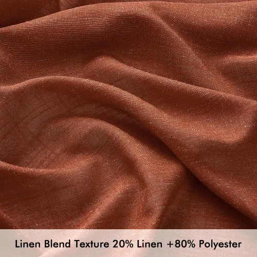 Miniatura 3 de MIULEE Cortinas de lino de 96 pulgadas de largo para sala de estar, 2 paneles, naranja quemado oxidado, bolsillo para cortinero, pestaña trasera