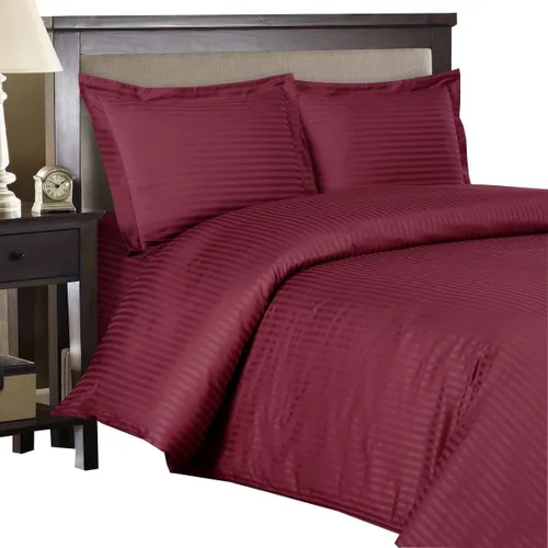 Miniatura 3 de Royal Hotel Bedding Juego de funda de edredón ultra suave, juego de edredón de 3 piezas, sin arrugas, cierre de botones, satén a rayas, fundas