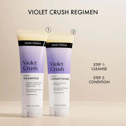 Miniatura 9 de John Frieda Violet Crush - Champú morado para cabello rubio, champú tonificante neutralizante de latón para rubio fresco, rubio brillante, 8.3 onzas