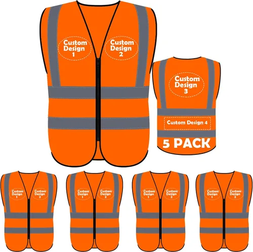 Miniatura 35 de BeautyWill Chaleco de seguridad personalizado Logo Clase 2 Chaleco reflectante de alta visibilidad con bolsillos Ropa de trabajo de construcción