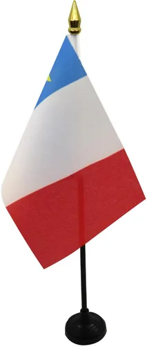 AZ FLAG Bandera de mesa Acadia de 4 x 6 pulgadas, diseño de Canadá, bandera de escritorio acadiana de 5.9 x 3.9 in, parte superior de lanza dorada