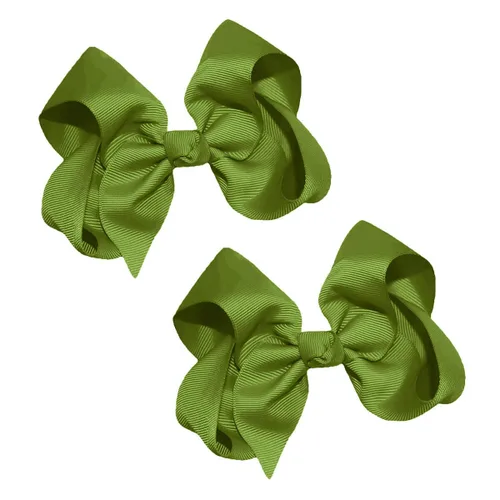 Miniatura 12 de WEBB DIRECT2U Juego de dos lazos para el pelo de grogrén sólido de 4 pulgadas, pinzas de cocodrilo, color verde manzana
