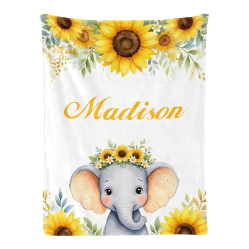 Miniatura 6 de Manta de vellón personalizada para niños con nombre, manta de bebé personalizada con flores de unicornio para cama (30 x 40 pulgadas)