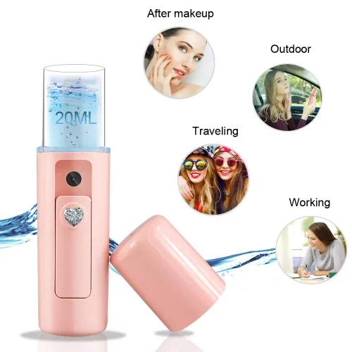 Miniatura 6 de Nano Facial Mister Humidificador de atomización hidratante de niebla fría vaporizador facial práctico pulverizador hidratante e hidratante para Rosa