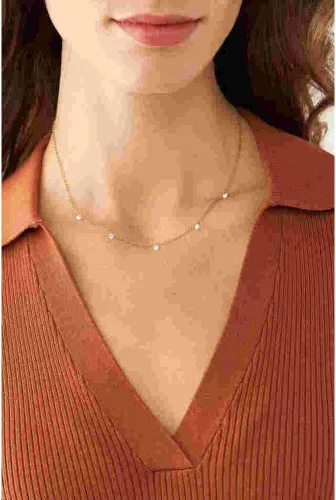 Miniatura 5 de Fossil - Collar con colgante de acero inoxidable en tono dorado para mujer