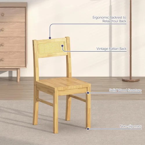Miniatura 6 de Juego de mesa y sillas de comedor de madera maciza Orweiin para 4, mesa de comedor de 43.3" con sillas incluidas, juego de mesa y sillas de cocina