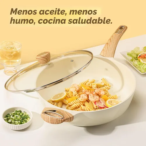 Miniatura 7 de SENSARTE Sartén Antiadherente de Cerámica con Tapa, Sartén Profunda Grande de 13.3 Pulgadas, Sartén Salteadora de 6 Qt, Sartén de Inducción, Sartén
