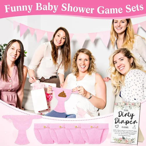 Miniatura 7 de Roowest 51 Piezas Juegos de Pañales Sucios para Baby Shower Letrero Divertido de Madera con 50 Piezas Mini Pañales de Fieltro Lindo para Fiesta