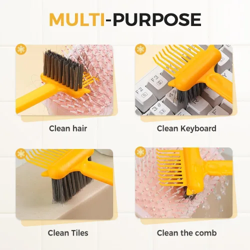 Miniatura 5 de Herramienta limpiadora de cepillos de cabello 2 en 1, elimina sin esfuerzo el cabello y el polvo de los peines, mini rastrillo de limpieza con púa
