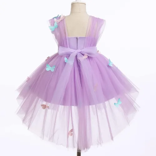 Miniatura 3 de Vestido de tutú con lentejuelas y lazo alto y bajo, vestido de pétalos de encaje, princesa, concurso, boda, fiesta de cumpleaños, vestido formal