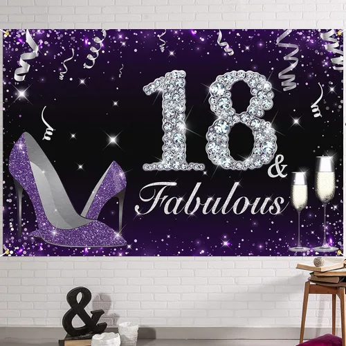 Miniatura 13 de HAMIGAR Fabuloso telón de fondo de cumpleaños tacones altos morados