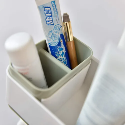 Miniatura 6 de Organizador de pared para baño, adhesivo de almacenamiento, pequeño apartamento básico para ducha, color verde