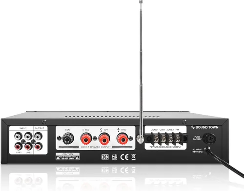 Miniatura 3 de Sound Town Amplificador de potencia comercial de 60 W, 2 zonas, 70 V/100 V, con Bluetooth, aluminio, para restaurantes, salones, bares, pubs