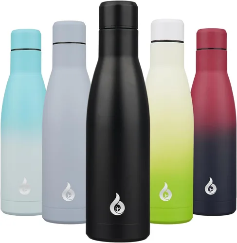 Miniatura 14 de BJPKPK Botella de Agua Aislada 17oz Botellas de Agua de Acero Inoxidable Apta para Lavavajillas Metal Térmica Mantiene Frío y Caliente, Gris Niebla