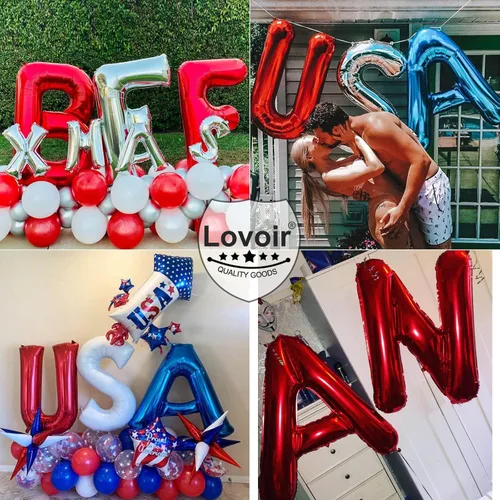 Miniatura 7 de Lovoir Globos grandes de 40 pulgadas con la letra T roja de gran tamaño, globo de helio de aluminio de Mylar para decoración de fiesta de Letra roja