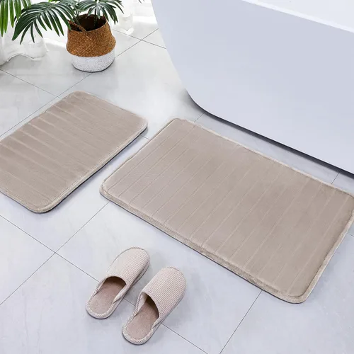 Miniatura 12 de SWEMSTAR Alfombra de baño de espuma viscoelástica con alfombra de inodoro, tapete de baño absorbente de agua para suelo de baño, antideslizante