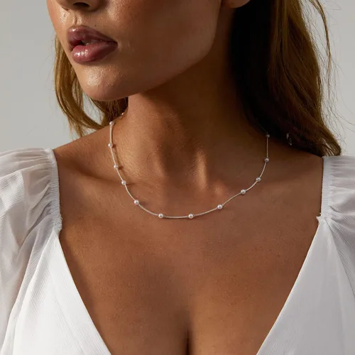 Miniatura 5 de VIROMY Delicado collar de perlas para mujer, chapado en oro de 14 quilates, joyería simple y moderna para el día a día