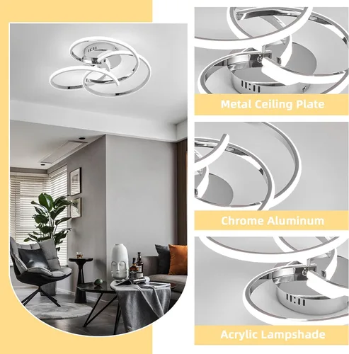 Miniatura 6 de CANEOE Lámpara de Techo LED Moderna, 42W Regulable Lámpara de Techo Empotrada con Control Remoto, Lámpara de Techo LED de Montaje Empotrado