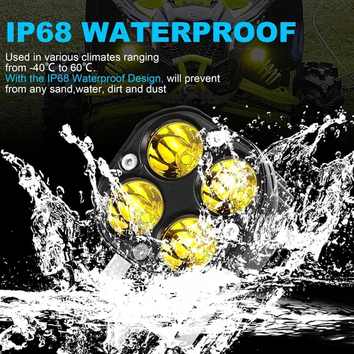 Miniatura 5 de Nicoko Luces antiniebla LED de 3 pulgadas de color amarillo y ámbar – 40 W/4000 lm, luz de trabajo de conducción – IP68 impermeable para automóvil