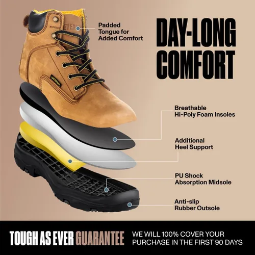 Miniatura 3 de EVER BOOTS ULTRA DRY Botas de trabajo de senderismo impermeables para hombre, zapatos ligeros de cuero de utilidad, botas tácticas militares al aire
