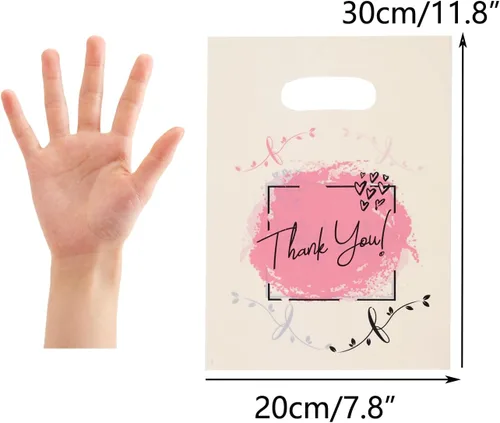 Miniatura 2 de ysmile Thank You Bolsa de compras de plástico con asa Bolsa de mercancía de plástico troquelado de polietileno para pequeñas empresas minoristas