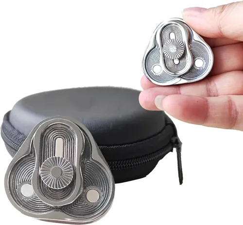 Miniatura 9 de Deslizador de metal para ansiedad, rotación triangular, forma de trébol, juguetes EDC para adultos para aliviar el estrés y la ansiedad, TDAH Negro