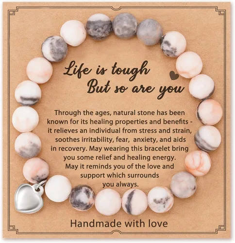 Miniatura 34 de HGDEER Regalos Get Well Soon, pulsera de amatista de piedra natural para mujeres y hombres
