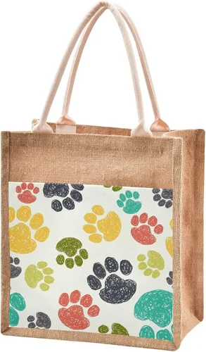 Miniatura 24 de CaTaKu Divertida bolsa de yute con asas y cremallera para gatos, bolsa de arpillera reutilizable con bolsillo frontal de lona, regalo para bodas, 12