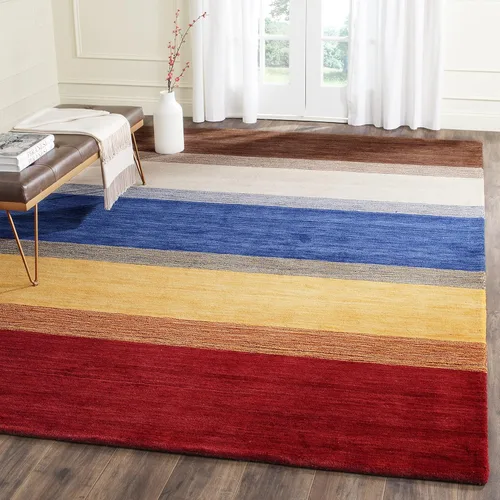 SAFAVIEH Alfombra de área de 8 x 10 pulgadas, colección Himalaya, grande, naranja y multicolor, lana hecha a mano, ideal para sala de estar,