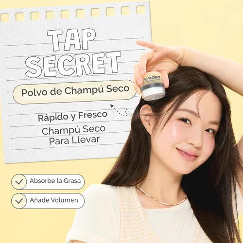 Miniatura 2 de I DEW CARE Tap Secret Champú Seco en Polvo con Biotina - Tap Secret Original Fortalecedor y Voluminizador, Recargable, Tamaño de Viaje, Sin