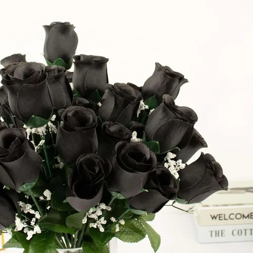 Miniatura 2 de Efavormart 12 arbustos Ramos de capullos de rosas artificiales de seda de primera calidad