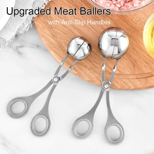 Miniatura 2 de Paquete de 2 pinzas de acero inoxidable para carne, ballers de carne de acero inoxidable, para hacer pasteles, albóndigas, para hacer hielo