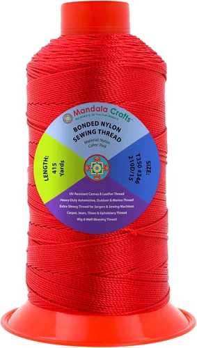 Miniatura 392 de Mandala Crafts - Hilo de nailon para coser cuero, tapicería, mezclilla y para trenzar el pelo; resistente, 1500 yardas, tamaño 69 T70 Marrón