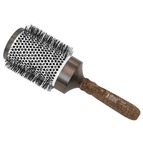 Miniatura 6 de Ibiza Hair Cepillo redondo de cerámica (CC3-1.969 in) Cerdas de fibra de carbono/nailon con mango ergonómico de corcho Diseño iónico resistente