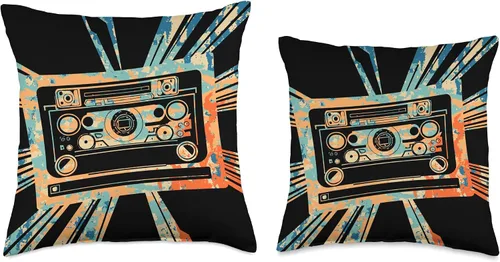 Miniatura 3 de Retro Cassette Tape 70s 80s 90s HipHop Radio Audio Art Throw Pillow