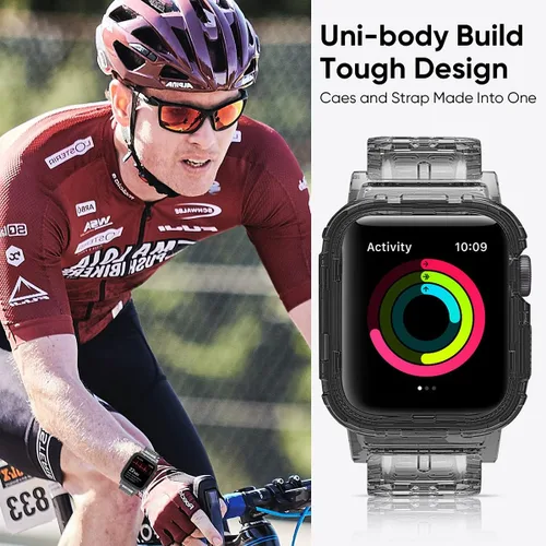 Miniatura 6 de Compatible con Apple Watch Band de 1.772 pulgadas, 1.732 pulgadas, 1.654 pulgadas, con funda antigolpes, correas deportivas para hombres y mujeres