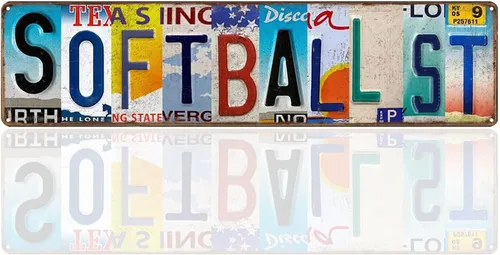 Letreros de lata de softball Street para decoración del hogar, letrero de softbol para fanáticos de softbol, tono rápido, letrero de calle de