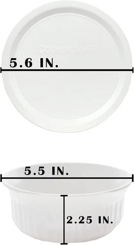 Miniatura 6 de CorningWare, cazuelas redondas estilo francés de 16 onzas con cubierta plástica, Blanco