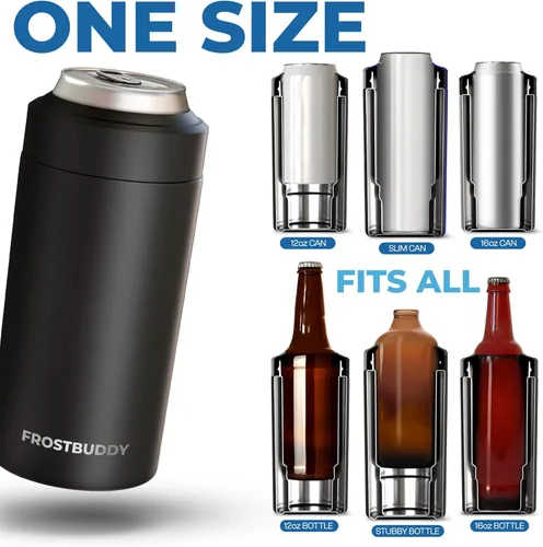 Miniatura 2 de Frost Buddy Universal Can Cooler - Fits all - Stainless Steel Can Cooler for 12 oz & 16 oz Regular or Slim Cans & Bottles - Stainless Steel