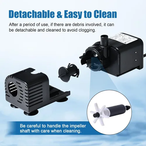 Miniatura 4 de ECO-WORTHY Bomba de fuente de agua solar de 216 GPH con protección mejorada de funcionamiento en seco, bomba sumergible sin escobillas, 12V-24V CC