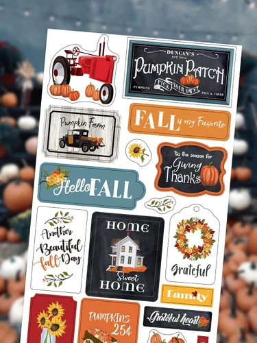 Miniatura 4 de Papel de álbum de recortes de otoño, doble cara, almohadilla de papel para álbum de recortes de otoño, calcomanía con calabaza, girasol, hojas, tema