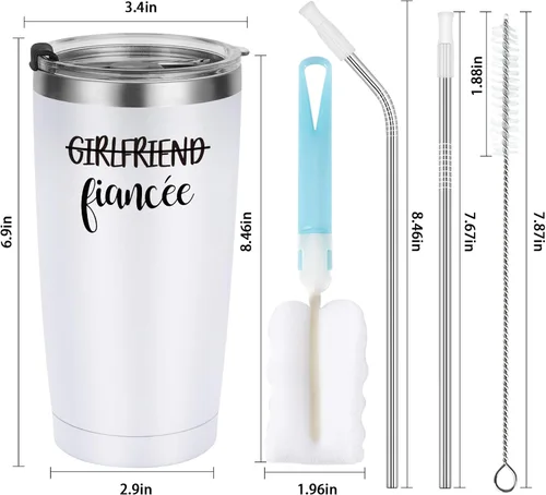 Miniatura 7 de Regalos de compromiso para parejas, juego de vasos de viaje para novio y novia, ideas de aniversario de compromiso para parejas, prometidos