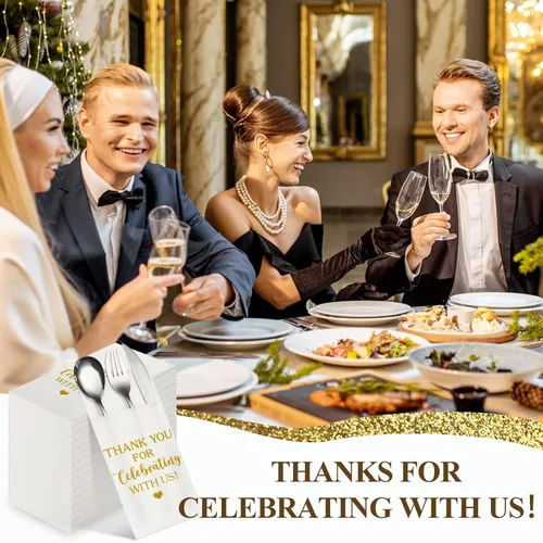 Miniatura 5 de Fuutreo 100 servilletas desechables de lino para boda, con bolsillo, cubiertos de papel Airlaid absorbentes, para bodas, bodas, bodas, compromisos