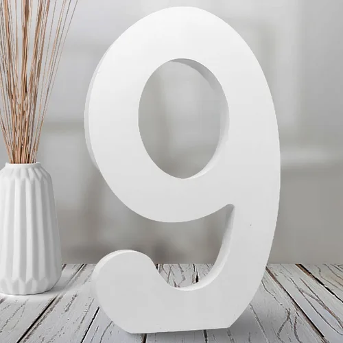 Miniatura 11 de Números de madera blanca de 8 pulgadas, número de madera sin terminar para pared, números decorativos de pie, rebanadas, decoración de tablero